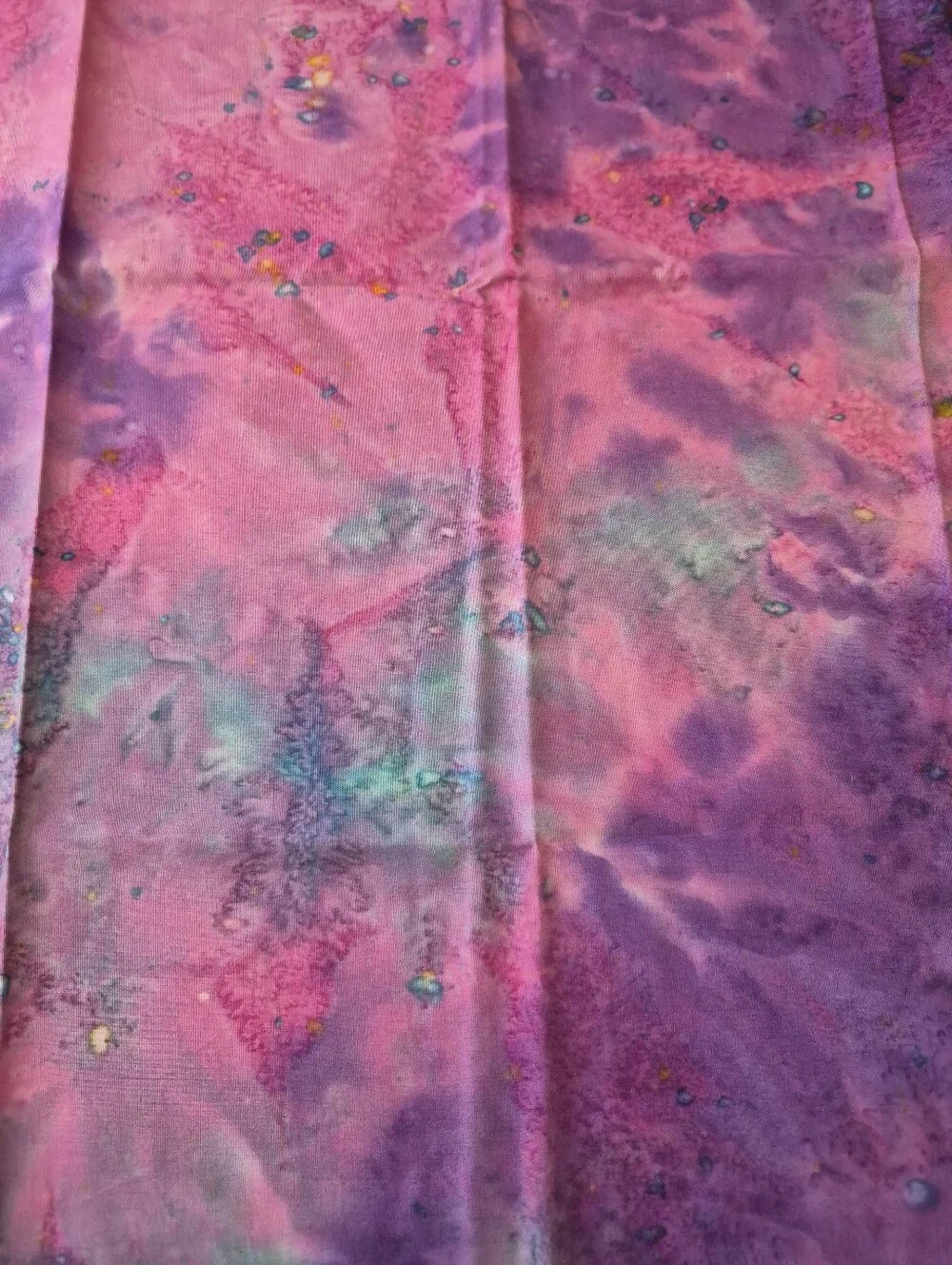Pink Purple Blue Abstract Watercolor Fabric 18x21”
